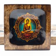 Großes emailliertes Mango-Tablett-Set – Buddha