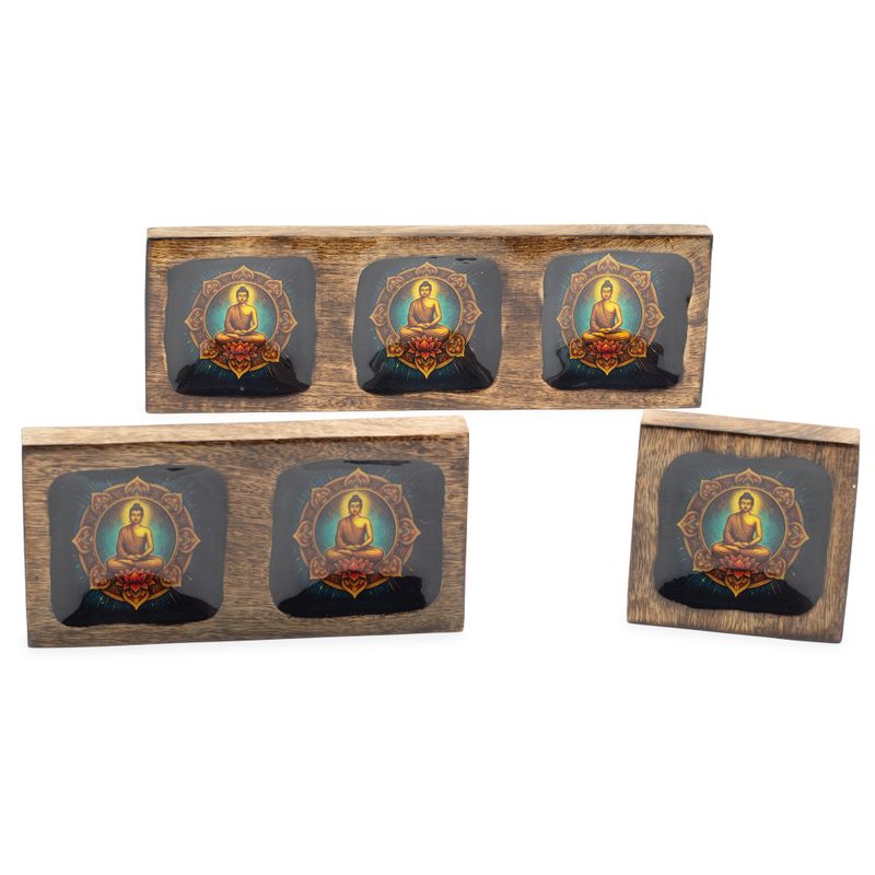 Großes emailliertes Mango-Tablett-Set – Buddha