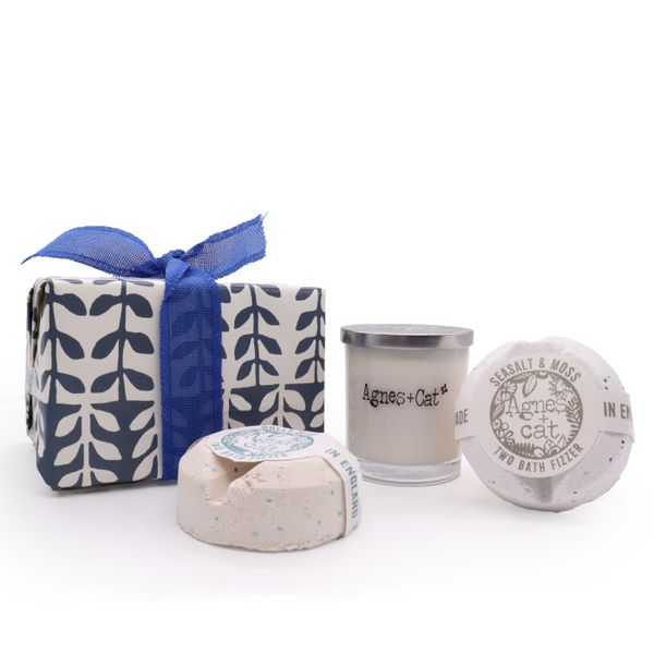 Geschenkbox – Velvety Moon (Kerze) + Windermere & Citrus (Badebombe)