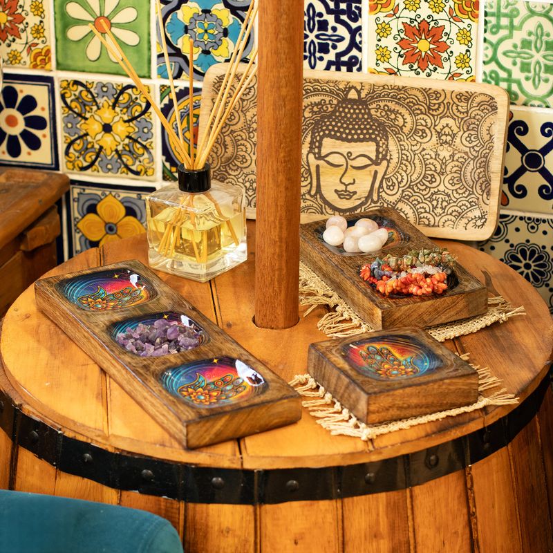 Med Emailliertes Mango-Tablett-Set - Hamsa