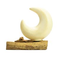 Drift Glow Lampe mit halbmondförmigem Lampenschirm und Crackle-Effekt – Grau