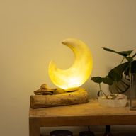 Drift Glow Lampe mit halbmondförmigem Lampenschirm und Crackle-Effekt – Grau