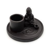 Mehrzweck-Buddha-Räucherteller – Keramik, matt schwarz
