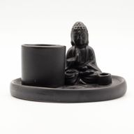 Mehrzweck-Buddha-Räucherteller – Keramik, matt schwarz