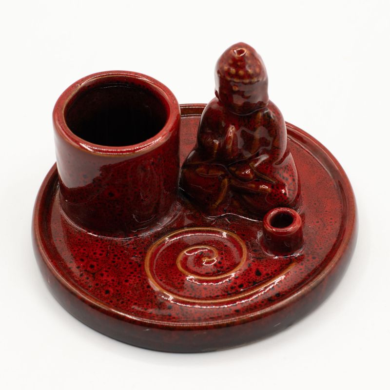 Mehrzweck-Buddha-Räucherteller – Keramik, sanftes Rot