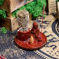 Mehrzweck-Buddha-Räucherteller – Keramik, sanftes Rot