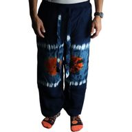 Japanische Loungehose – Medium – Blau, Türkis/Orange