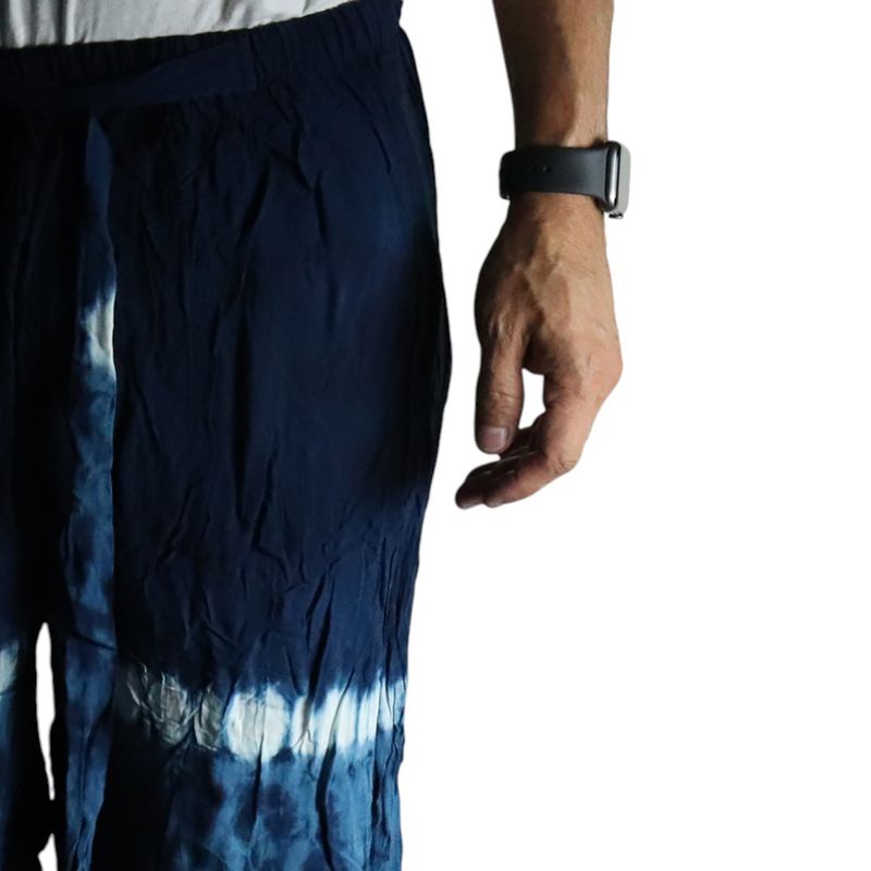 Japanische Loungehose – Medium – Blau, Türkis/Orange