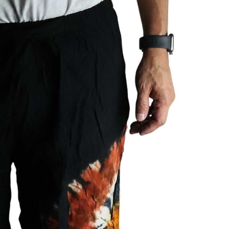 Japanische Loungehose – Medium – Schwarzbraun/Orange