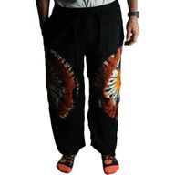 Japanische Loungehose – Größe L – Schwarzbraun/Orange
