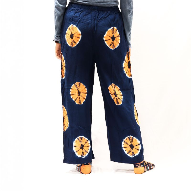 Japanische Loungehose – Medium – Blau, Orange