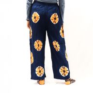 Japanische Loungehose – Größe L – Blau, Orange