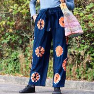Japanische Loungehose – Größe L – Blau, Orange