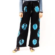 Japanische Loungehose – Größe L – Schwarz, Blau