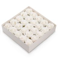 Seifenblume (5-lagig) Nur dekorative Rose – mit Seidenbesatz – klassischer weißer Glanz