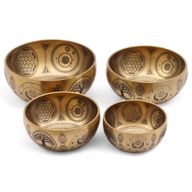 Geätzte Buddha-Figuren aus reinem Messing – 4er-Set – ca. 3,85 kg