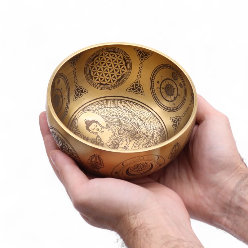 Geätzte Buddha-Figuren aus reinem Messing – 4er-Set – ca. 3,85 kg