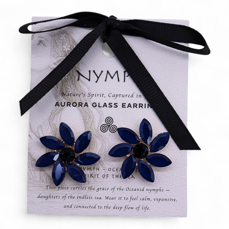 Königsblau - Vintage Glas - Blumen - Ohrringe
