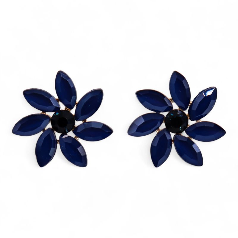 Königsblau - Vintage Glas - Blumen - Ohrringe