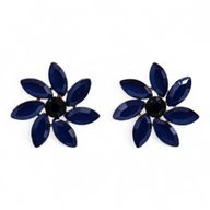 Königsblau - Vintage Glas - Blumen - Ohrringe