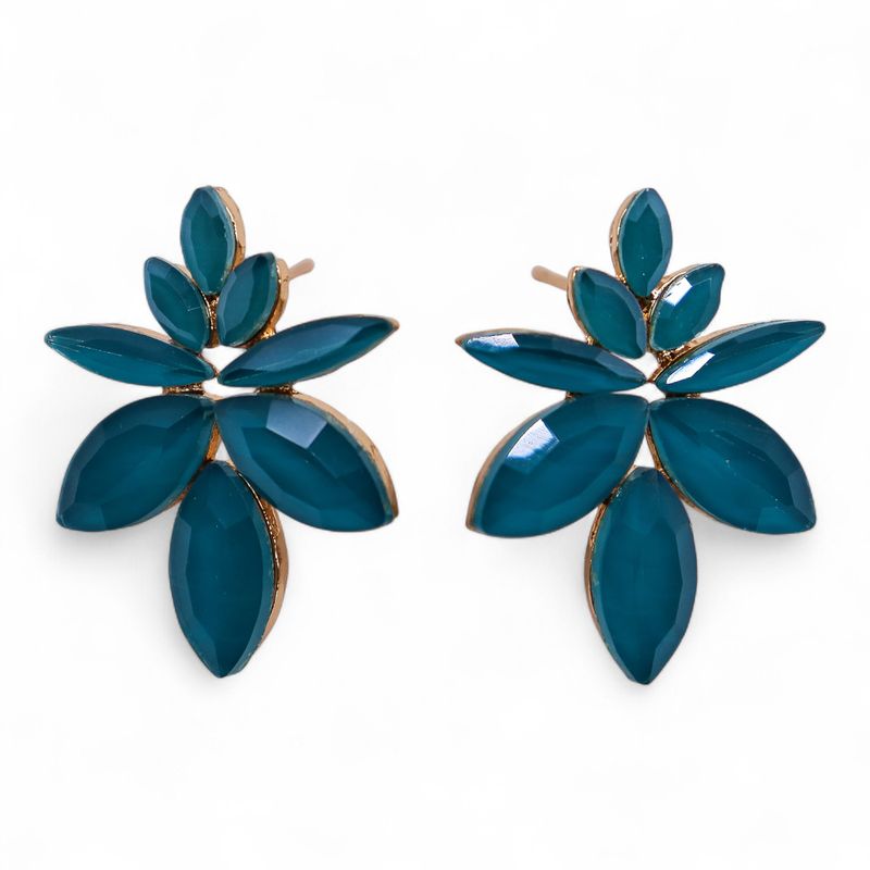 Blaugrün - Vintage Glas - Blumen - Ohrringe