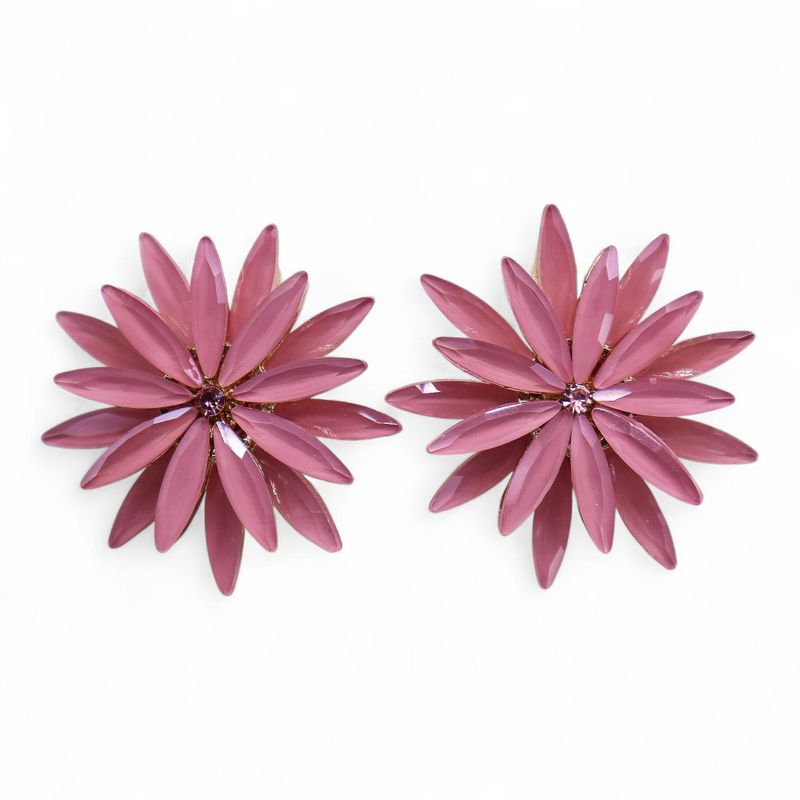 Rosenquarz - Vintage Glas - Blumen - Ohrringe
