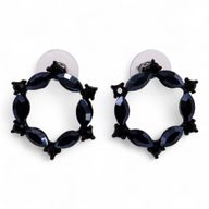 Tiefschwarz - Vintage Glas - Loop - Ohrringe