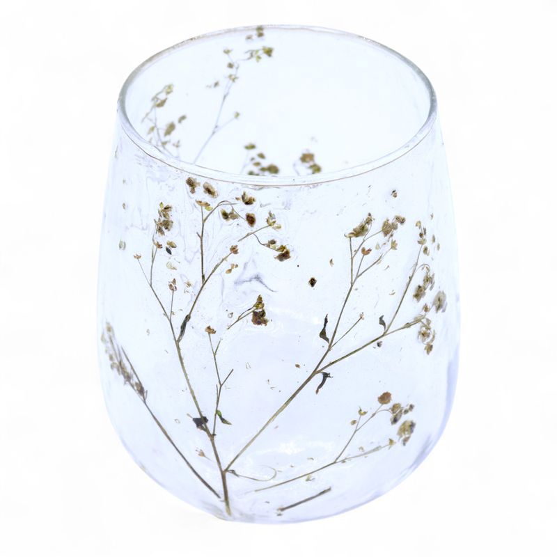 Natürliches florales Glas - Vase/Kerzenhalter - Gänseblümchen - (12x11cm)