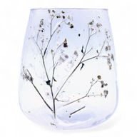 Natürliches florales Glas - Vase/Kerzenhalter - Gänseblümchen - (12x11cm)