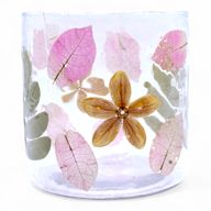 Natürliches florales Glas - Gerader Kerzenhalter - Primavera - (8x8cm)