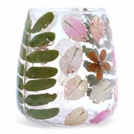 Natürliches florales Glas - Vase Kerzenhalter - Primavera - (12x11cm)