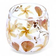 Natürliches florales Glas - Gerader Kerzenhalter - Rosa - (8x8cm)