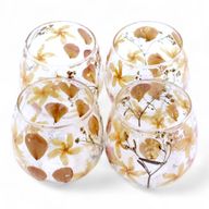 Natürliches florales Glas - Gerader Kerzenhalter - Rosa - (8x8cm)