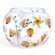 Natürliches florales Glas - Große Schale als Kerzenhalter - Rosa - (12x13cm)