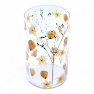 Natürliches florales Glas - Hohe Vase/Kerzenhalter - Rose - (19x11cm)