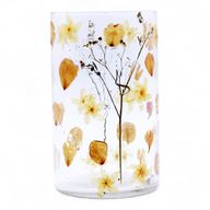 Natürliches florales Glas - Hohe Vase/Kerzenhalter - Rose - (19x11cm)