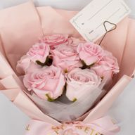 Großer Strauß rosa Rosen – Liebe ist ewig – Geschenkkarte