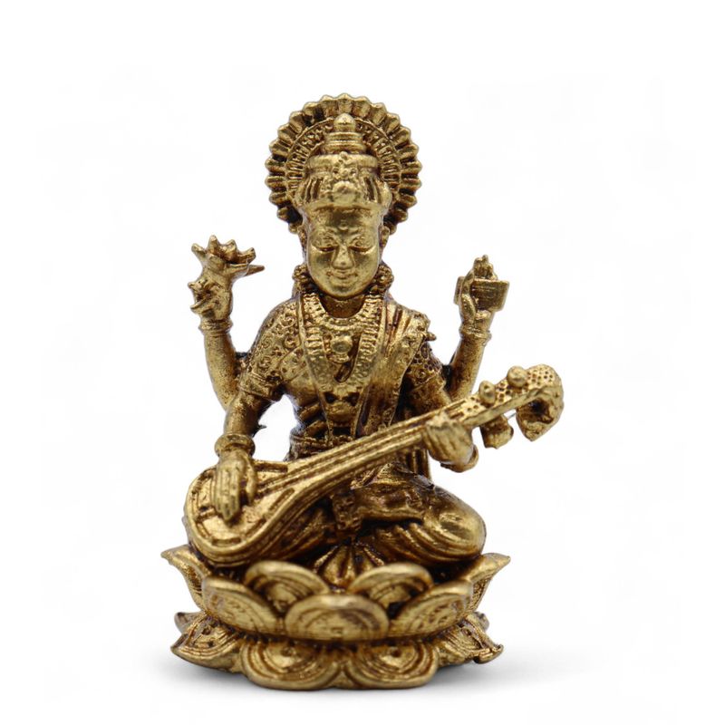Miniaturgötter aus Messing – Saraswati (22 g) – 34 mm