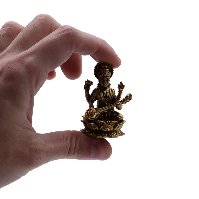 Miniatur-Götterfiguren aus Messing – Saraswati (52 g) – 49 mm