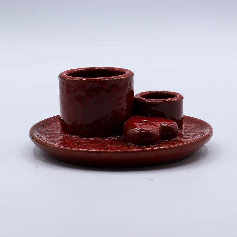 Palo Santo Stick & Smudge Holder - Mandala - Rot mit Herzglanz