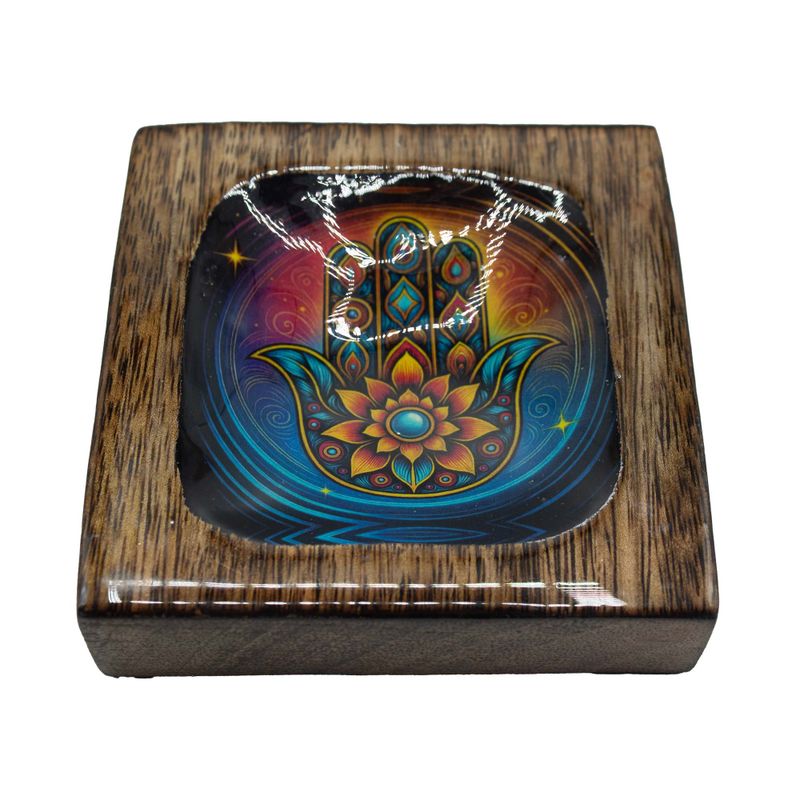 Med Emailliertes Mango-Tablett-Set - Hamsa