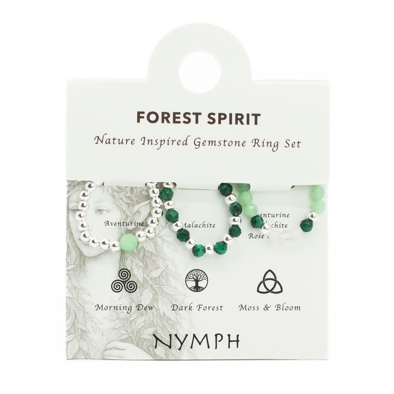 Nymphe-Geist Edelsteinring-Set – Waldgeist