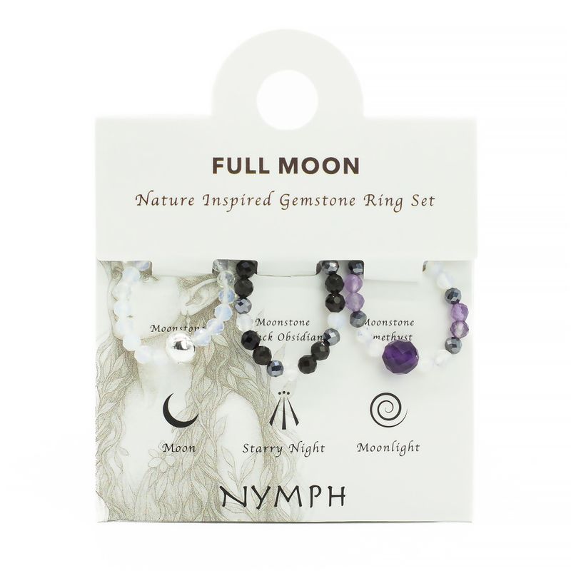 Nymphen-Geist-Edelsteinring-Set - Vollmond
