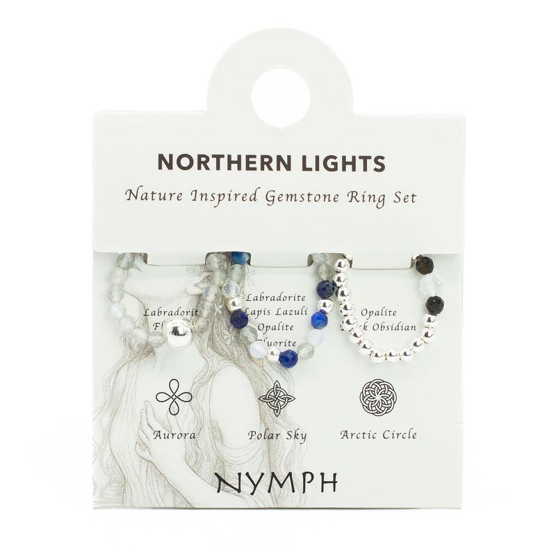 Nymphen-Geist-Edelsteinring-Set – Nordlichter