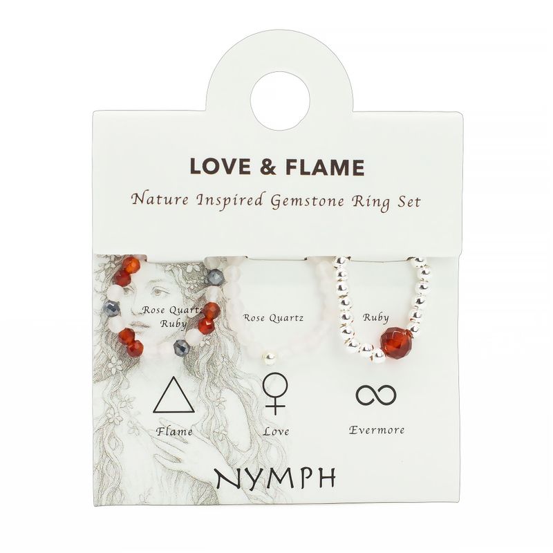 Nymphen-Edelsteinring-Set – Liebe & Flamme