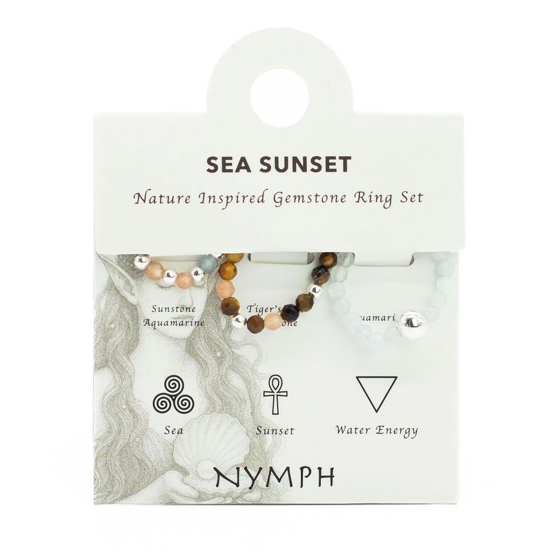 Nymphen-Edelsteinring-Set – Meeres-Sonnenuntergang
