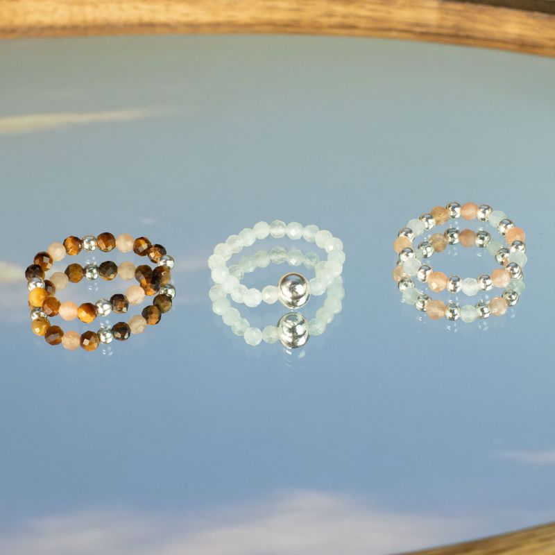 Nymphen-Edelsteinring-Set – Meeres-Sonnenuntergang