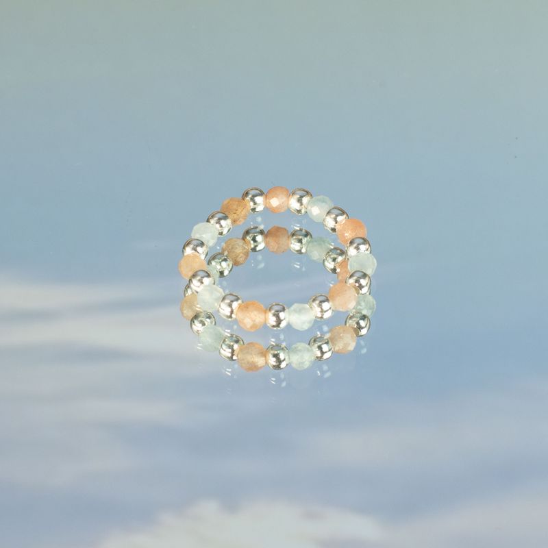 Nymphen-Edelsteinring-Set – Meeres-Sonnenuntergang