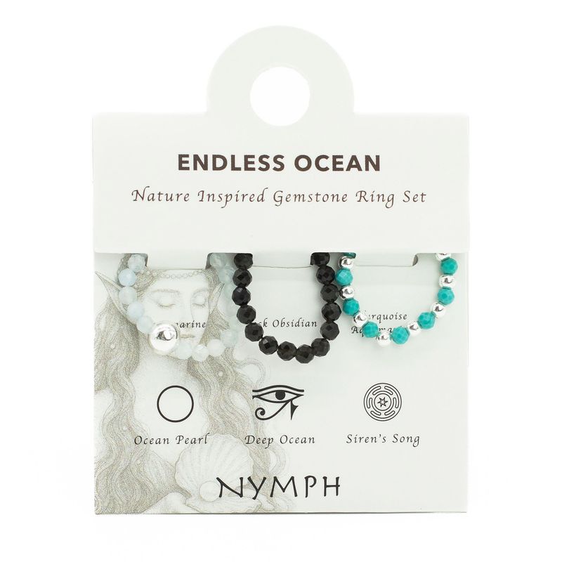 Nymphen-Edelsteinring-Set – Endloser Ozean