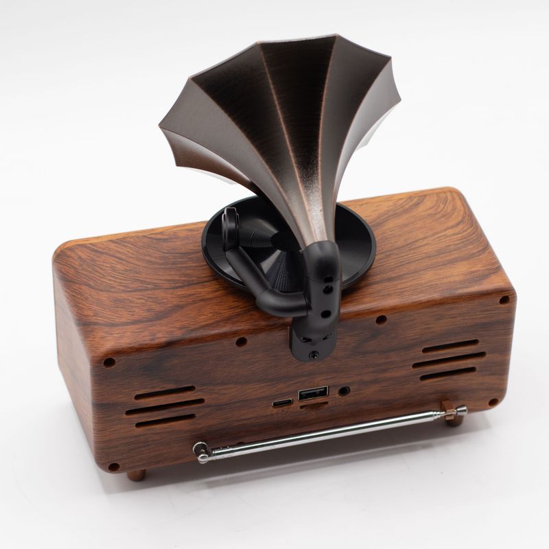 Retro-Mini-Doppel-Grammophon-Lautsprecher – Bluetooth – 2 x 5,4 Watt